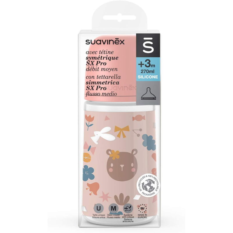Suavinex Biberon avec Tétine SX Pro Soft Pink - 270 ml