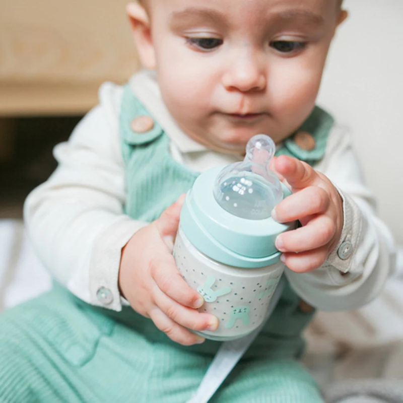 Suavinex biberon en verre débit lent 120ml vert