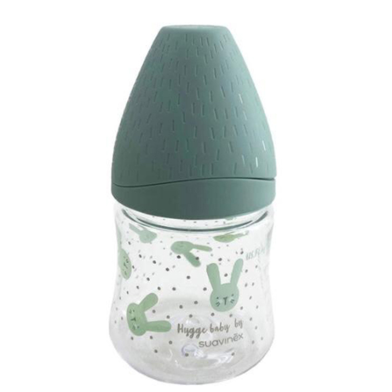 Suavinex biberon en verre débit lent 120ml vert