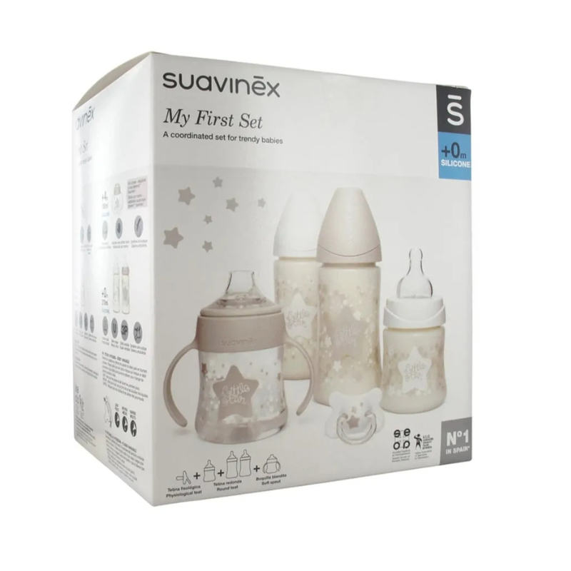 Suavinex – Coffret biberon My Essentials blanc/gris
