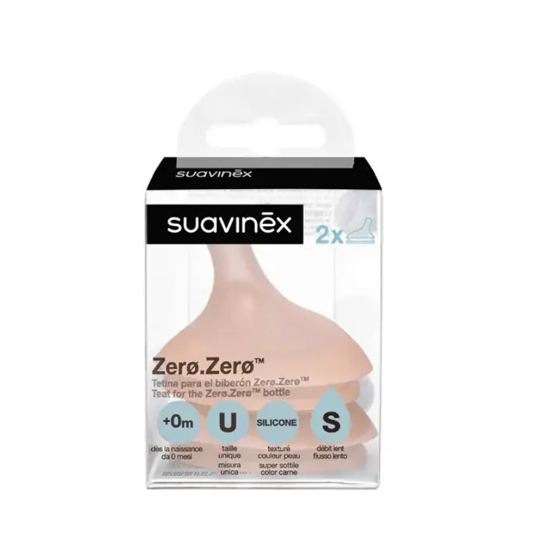 xx Suavinex Lot de 2 Tétines pour Biberon Zéro Zéro – Débit Lent 0m+