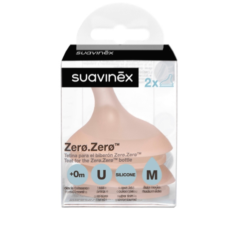 xx Suavinex Lot de 2 Tétines pour Biberon Zéro Zéro – Débit Moyen