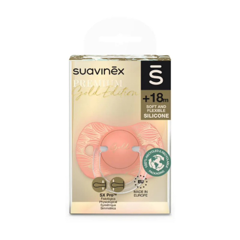 xx Suavinex Sucette Premium Silicone SX Pro orange - doré - 18M+