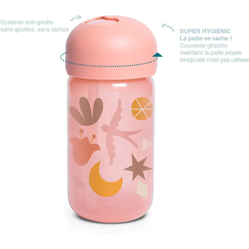Suavinex Tasse avec paille 340ml - Forêt Rose
