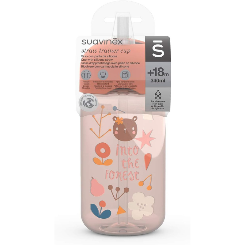 Suavinex Tasse avec paille 340ml - Forêt Rose