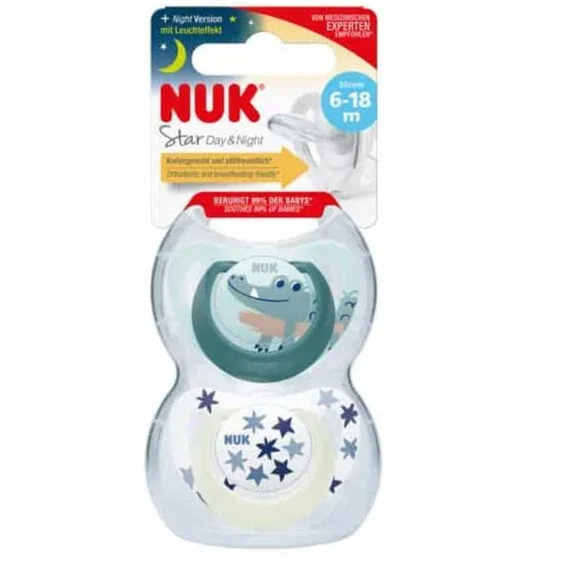 Sucette Nuk Sucette Silicone Star Day et Night 6-18 mois