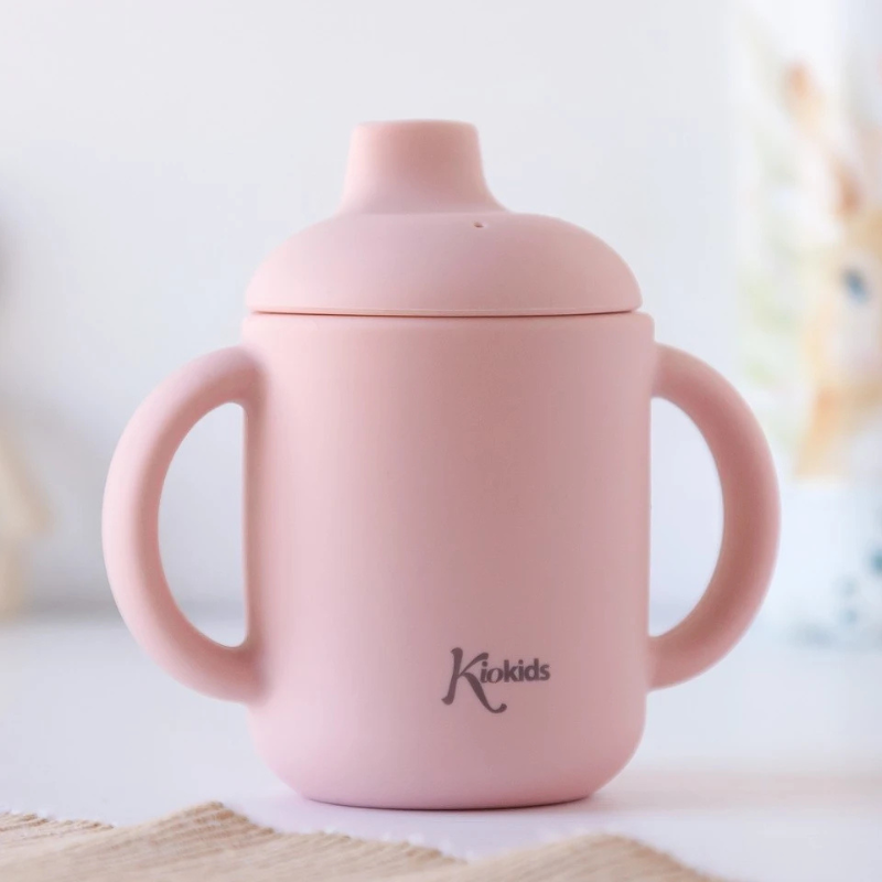 Tasse en silicone Rose avec poignées +4 MOIS