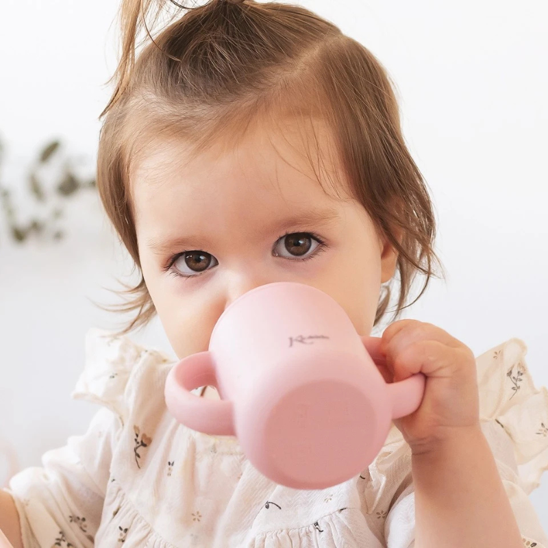 Tasse en silicone Rose avec poignées +4 MOIS