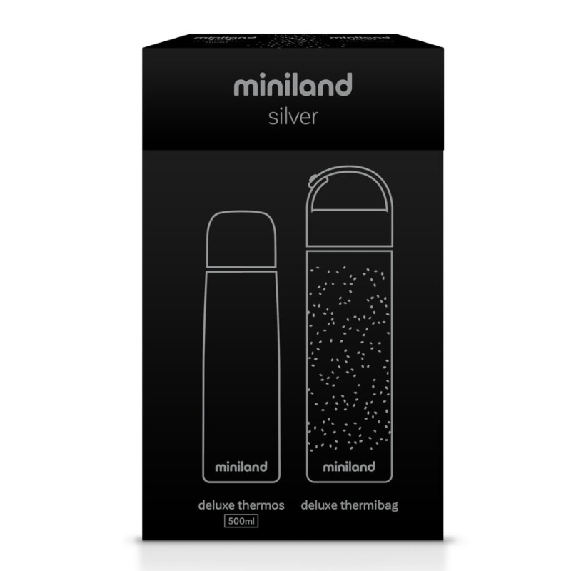 Thermos Deluxe Silver 500 ml avec pochette isotherme Miniland