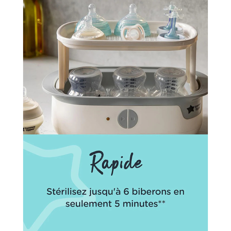 Tommee Tippee Stérilisateur Électrique à Vapeur Super Steam – Blanc