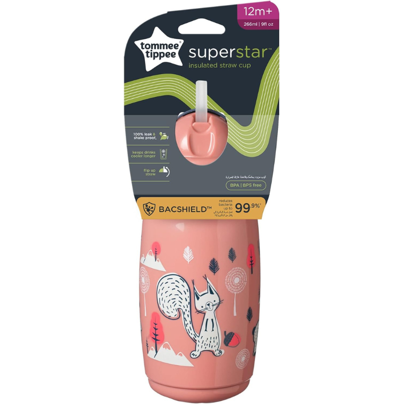 Tommee Tippee Tasse Isotherme à Paille Super Star 266ml - Rose