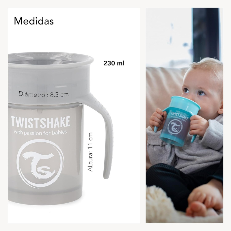 Twistshake Tasse d'Entraînement 230ml 6M+ - Gris Pastel