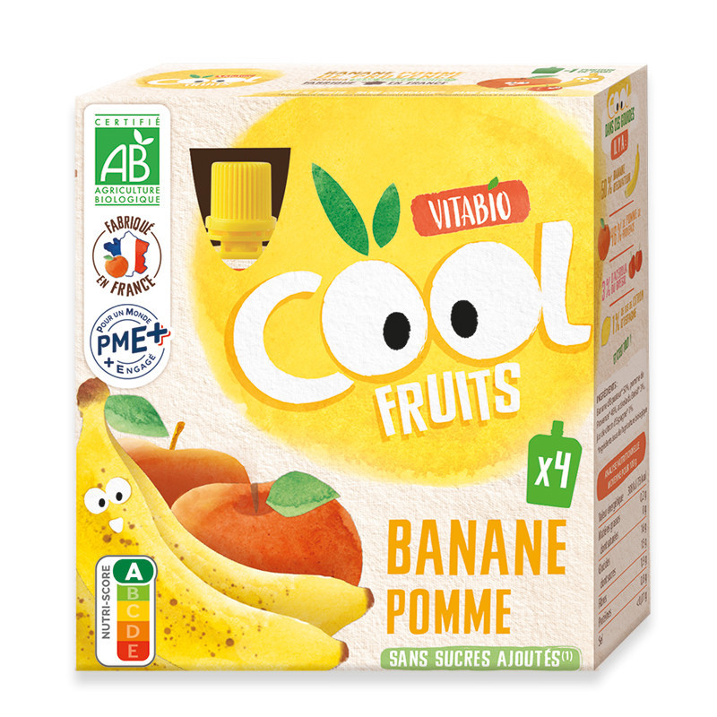 xx Vitabio Cool Fruits – Gourdes Pomme Banane – 4x90g – BIO