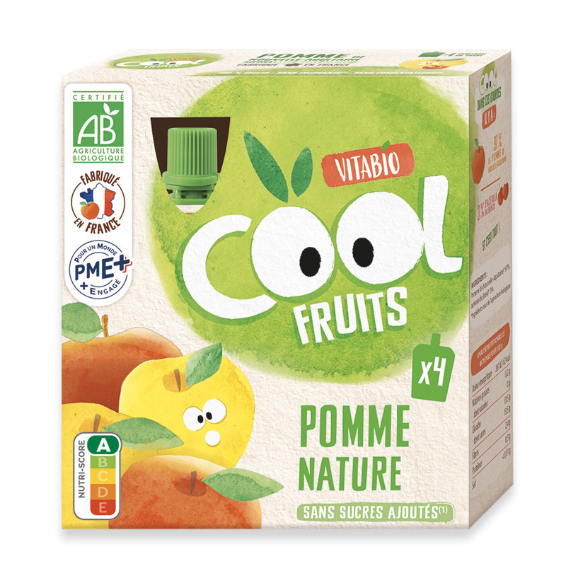 xx Vitabio Cool – Gourdes Fruits Pomme 4×90 g – Compote – BIO