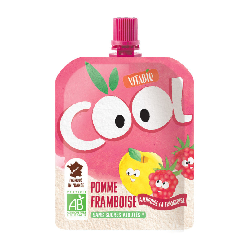 Vitabio Cool – Gourdes Fruits Pomme Framboise 4×90 g
