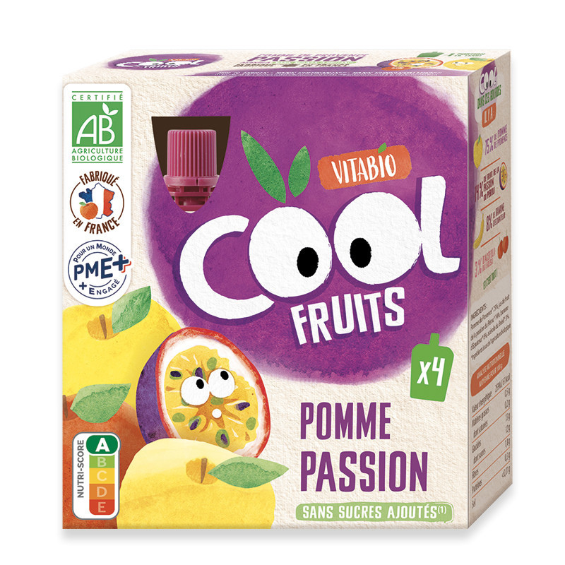 xx Vitabio Gourdes sucrées Cool Fruits de Pomme et Passion 4x90g