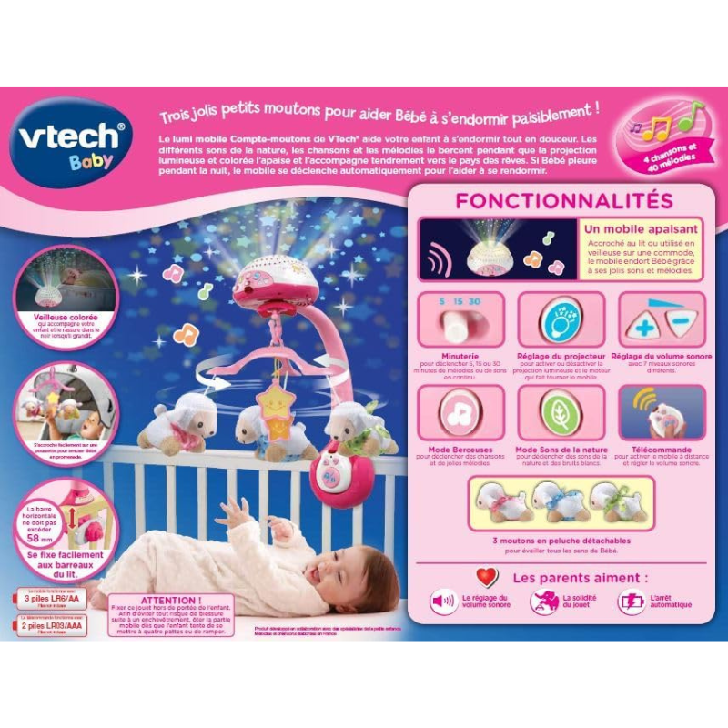 VTech - Lumi Mobile Compte-Moutons Rose