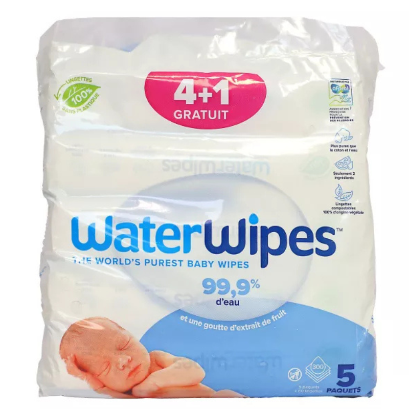 WaterWipes 4x60 lingettes + 60 offertes