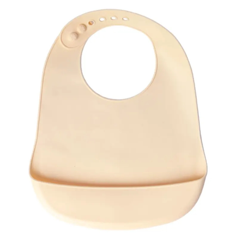 xx YUMMY Bavoir en Silicone avec Poche 4M+ - Beige